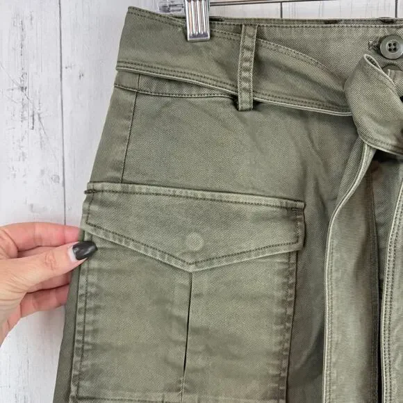NWT Rails Olive Green Nola Military Utility Skirt Cotton Canvas Belt Size Medium - Picture 4 of 16